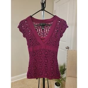 Gorgeous INC Vintage Crocheted Lined Top Silk Cotton